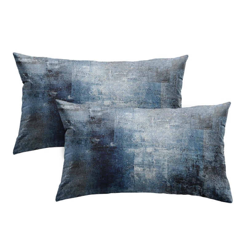 Britimes Britimes Throw Pillow Covers Modern Home Art Decor  12 x 20 Inches Set of 2 Pillow Cases Decorative  Abstract Oil Painting Pillowcases for Bedroom  Living Room  Navy Blue Accent  - Image 1