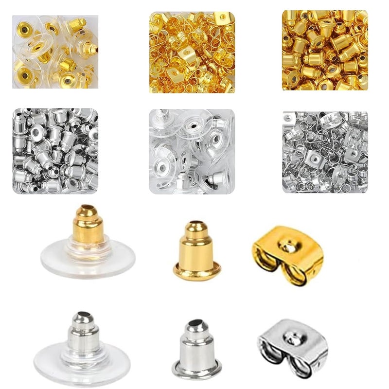ST logo 120 pcs Earring Backs for Studs 3 Style Earring Backs Replacements Droopy Ears Jewellery Making Kit Golden & Silver - Image 1