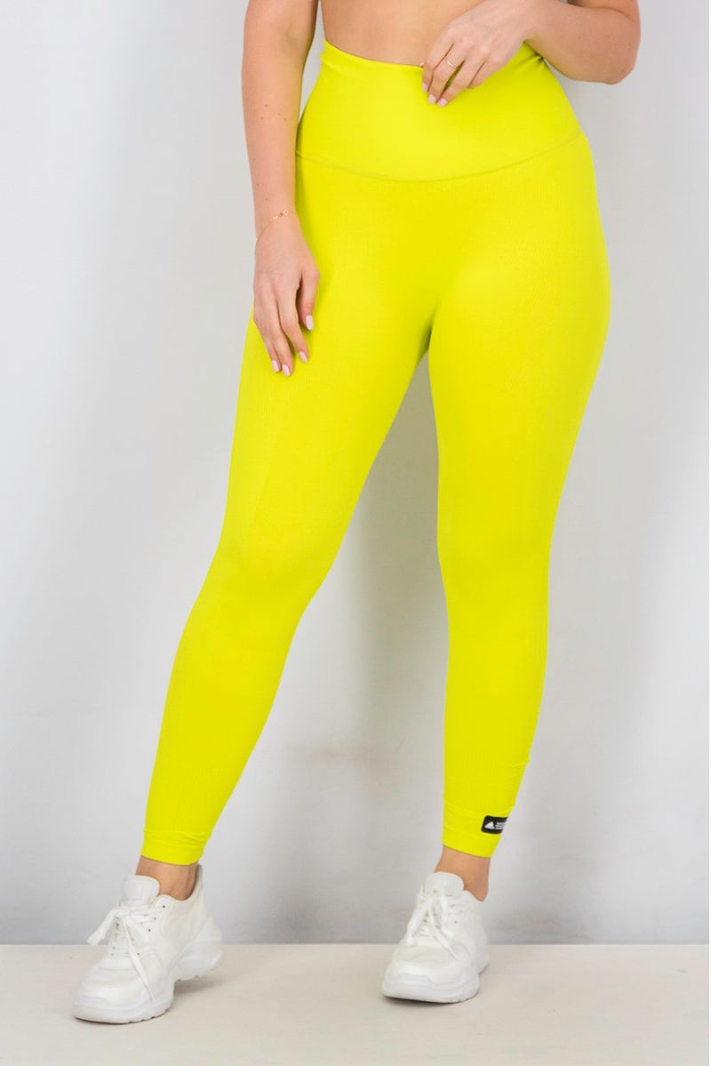 Adidas Women Textured Sculpt Tights, Neon Green - Image 1