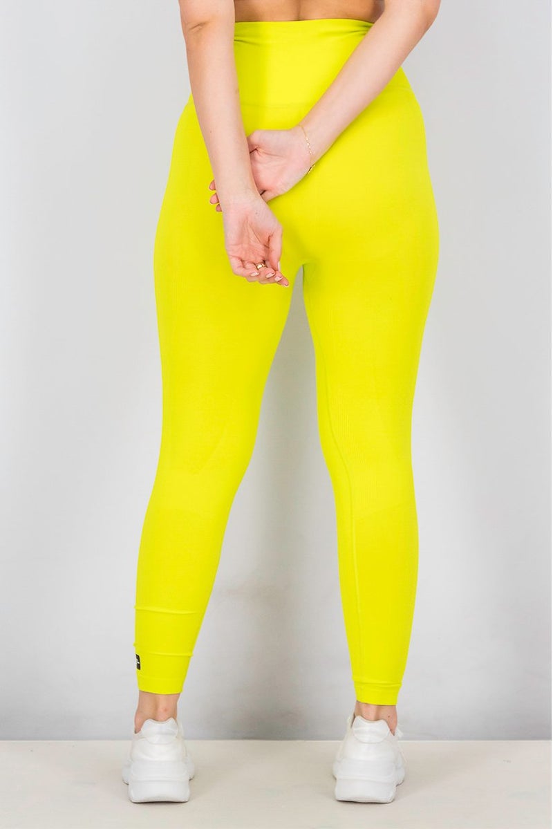 Adidas Women Textured Sculpt Tights, Neon Green - Image 2