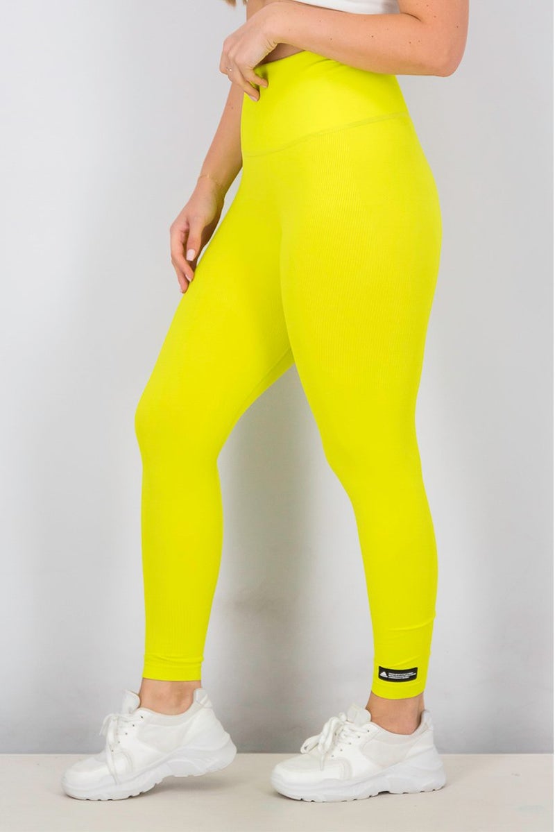 Adidas Women Textured Sculpt Tights, Neon Green - Image 3