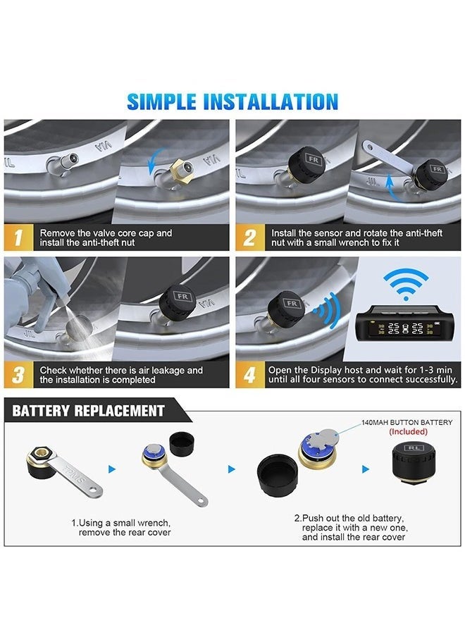Generic - TPMS Wireless Car Tire Pressure Monitoring System With External Sensor - Image 1