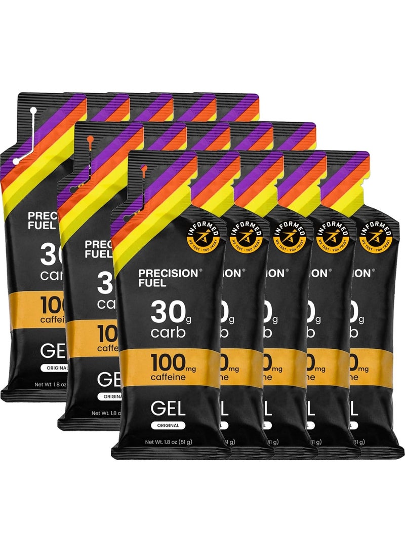 Precision Hydration Precision Fuel 30 Caffeine Energy Gel - Mild Flavour Running Gels for Endurance Athletes, 30g Carbohydrate, Easy-to-Digest, Perfect for Running & Long-Duration Sports (Pack of 15) - Image 1