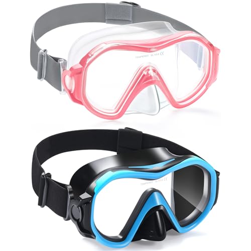 Supertrip Adult Swim Goggles Swimming Goggles with Nose Cover Elastic Fabric Strap Tempered Glass Snorkeling Gear for Adults - Image 1