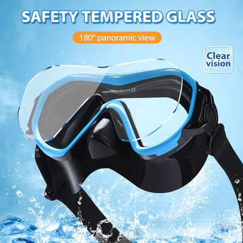 Supertrip Adult Swim Goggles Swimming Goggles with Nose Cover Elastic Fabric Strap Tempered Glass Snorkeling Gear for Adults - Image 2