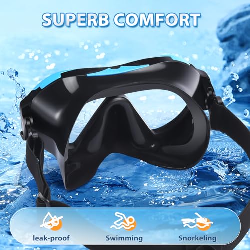 Supertrip Adult Swim Goggles Swimming Goggles with Nose Cover Elastic Fabric Strap Tempered Glass Snorkeling Gear for Adults - Image 3