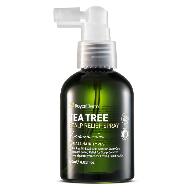 RoyceDerm Tea Tree Scalp Relief Spray LeaveIn Scalp Care for Dry Flaky and Itchy Scalp Tea Tree Oil Formula for Comfort Hydration and Balance Conditioning Support for Women Men