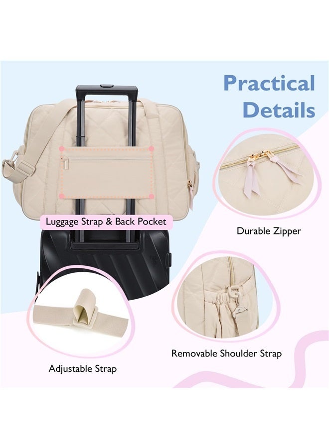 Diaper Bag Tote Large Expandable Baby Travel Tote , Quilted Hospital Bag for Mom, Weekender  - Image 4