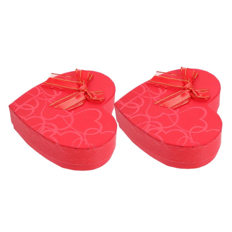 MAGICLULU 2 Pieces Valentine Heart Shaped Chocolate Boxes Red 4.3 Inch Party Favor Candy Wrapping Gift Container - Image 2
