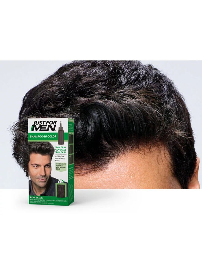 Just For Men Hair Color For Men – Real Black, H-55, Full Grey Coverage, Easy Application Cream Hair Color With Biotin, Aloe, And Coconut Oil For Strong, Healthy Hair - Image 2
