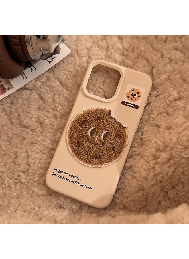 Ins Plush Gourmet French Fries For 15pro Max Apple 16 Mobile Phone Case Stereo Iphone14 Soft 13-generation Hair-Color:Cheese White Towel Embroidered Cookie Stickers-Applicable Models:15promax - Image 1