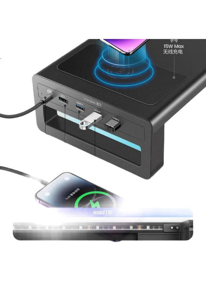 Deer Is Deerwoo Monitor Stand With Rgb Lighting And Wireless Charging Zgc091-jd - Image 3