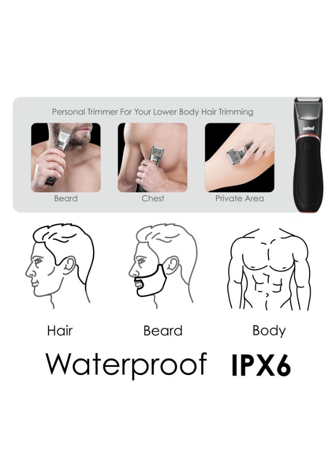 Sanford Personal Hair Trimmer, Body & Beard Groomer, IPX6 Waterproof, Cordless, 120 Mins Working Time, Type-C USB Charging, Stainless Steel Blade, Overcharge Protection, LED Light - Image 4