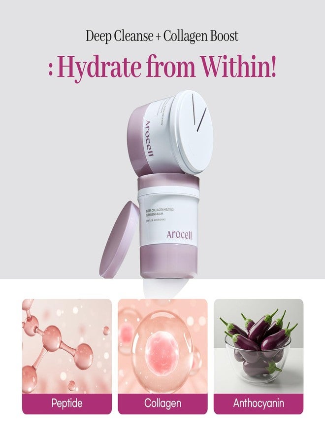 AROCELL OFFICIAL AROCELL Super Collagen Melting Cleansing Balm - Grinding Deep Pore Blackhead Cleanser with Peptide Face Wash Makeup Remover Hydrating Korean Skincare - Image 4