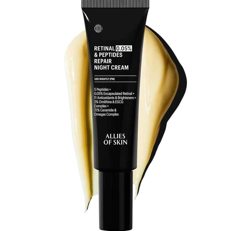 Allies of Skin Retinal 005 Peptides Repair Night Cream with 005 Encapsulated Retinaldehyde Peptides 2 Ornithine EGCG Complex 11 Brighteners Antioxidants and 71 Ceramide  Omegas Complex