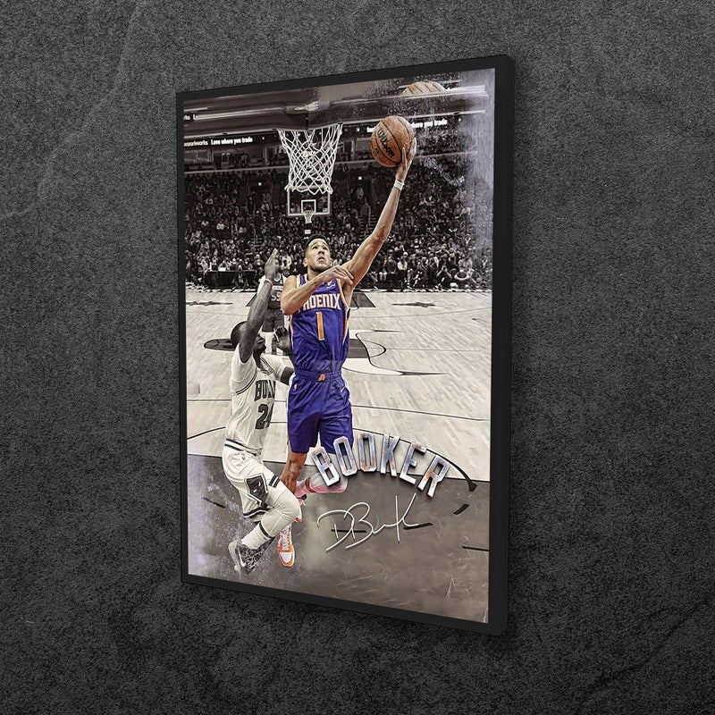 TNESSENTIAL Devin Booker Poster Phoenix Suns Framed Canvas Poster Basketball Wall Art Print NBA Artwork Home Decor C228 Birthday Gift - Image 1