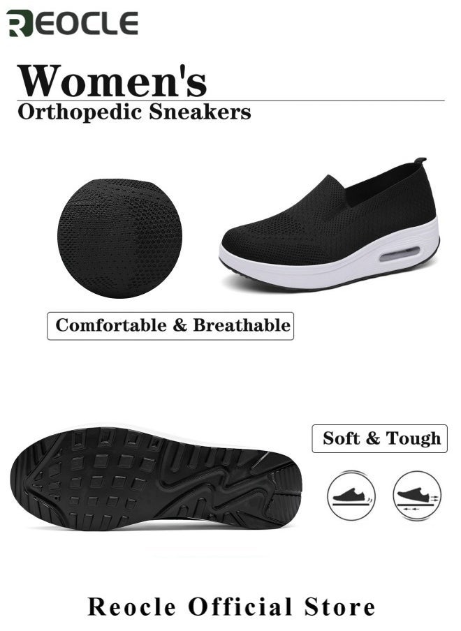 ريوكل أحذية رياضية نسائية أحذية مشي بوسادة هوائية ودعم للقوس أحذية إسفينية خفيفة الوزن بشبكة قابلة للتهوية - Image 5