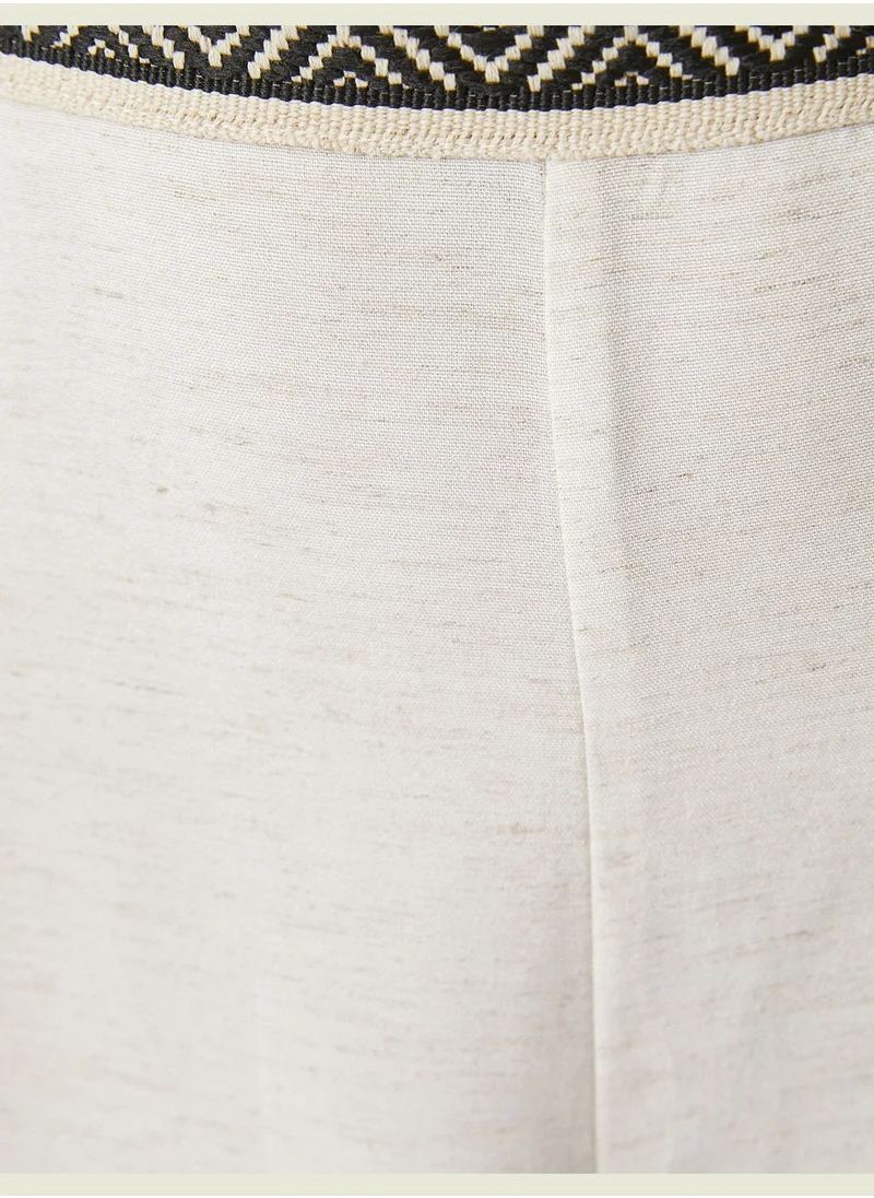KOTON Wide Leg Trousers Binding Detail