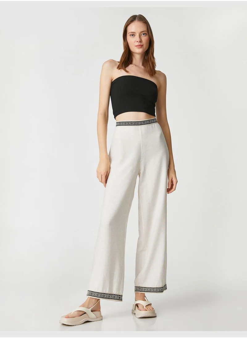 كوتون Wide Leg Trousers Binding Detail