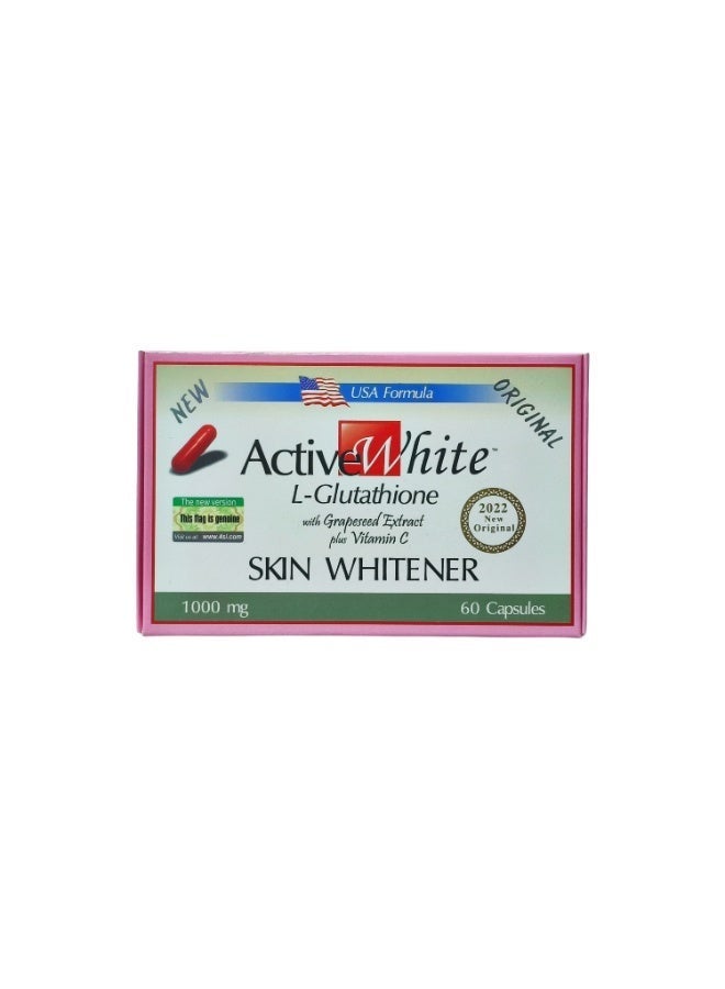 Active White L- Glutathione With Grapeseed Extract Plus Vitamin C Skin Whitener 60 Capsules - Image 1