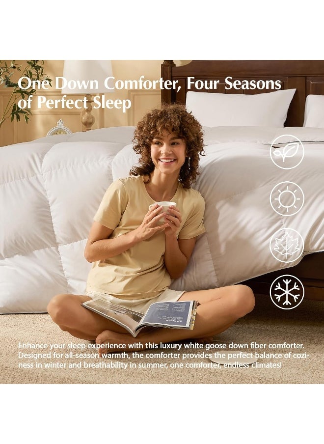 Pacific Coast Pacific Coast Comforter King Size, Filled in Goose Down Fiber White Fluffy Bedding Comforter with Storage Bag, All Season Duvet Insert, 8 Duvet Loops  - Image 5