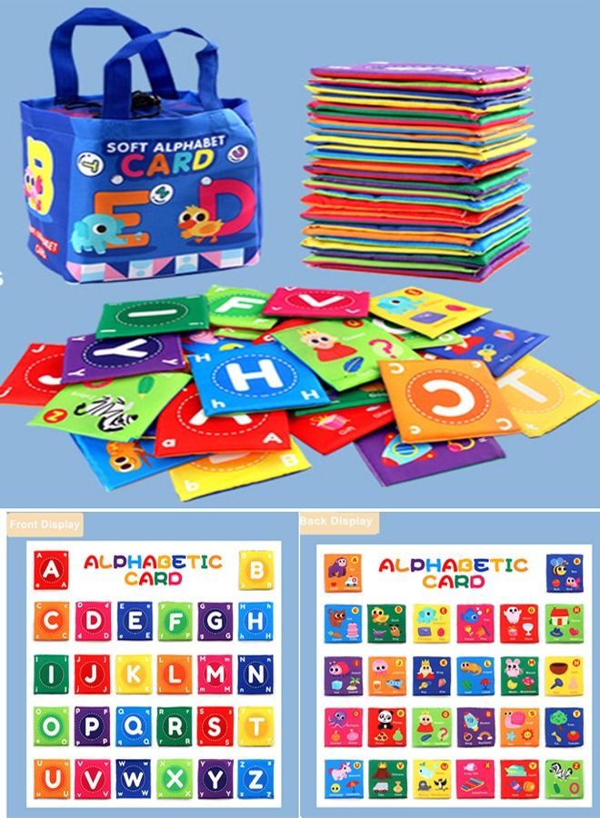 Soft Baby Alphabet Cards 26 Letters Learning Flash Cards with Cloth Bag Early Educational Toy Gifts for Kids Toddlers Infants  - Image 1