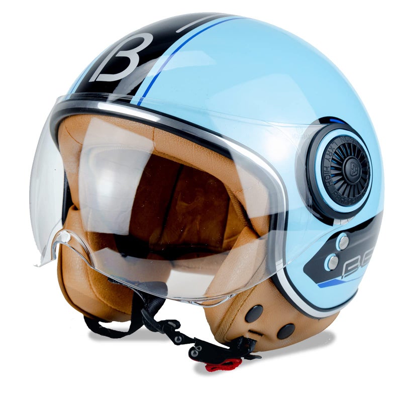 Motorcycle Helmets for Women Men Adult Open Face Motorcycle Helmet DOT Approved Vintage 34 Half Moped Scooter Helmets with Visor
