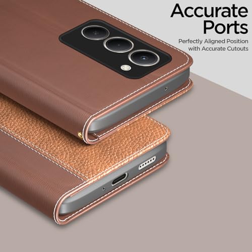 Pikkme Flip Cover for Redmi 15 5G | Leather Finish | Wallet Stand and Shock Proof | Complete Protection Flip Case (Tan) - Image 2