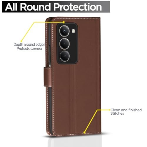 Pikkme Flip Cover for Redmi 15 5G | Leather Finish | Wallet Stand and Shock Proof | Complete Protection Flip Case (Tan) - Image 4