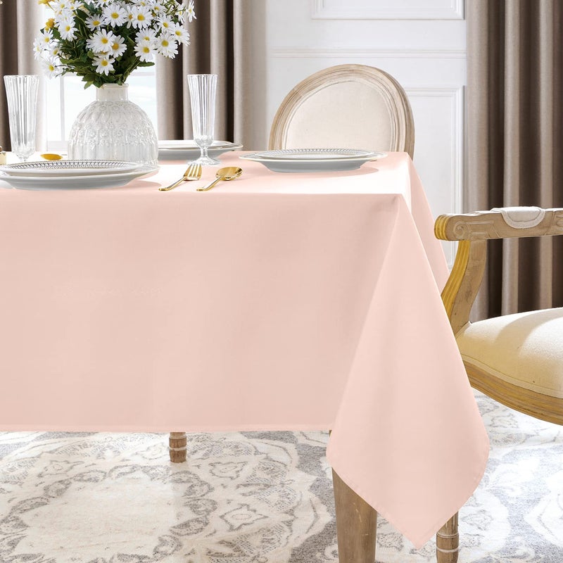 Softalker Rectangle Tablecloth  Waterproof & Stain Resistant Table Cloths Wrinkle Free Fabric Washable 210GSM Polyester Table Cover for Spring/Party/Outdoor - 60 x 84 inch Pink - Image 2