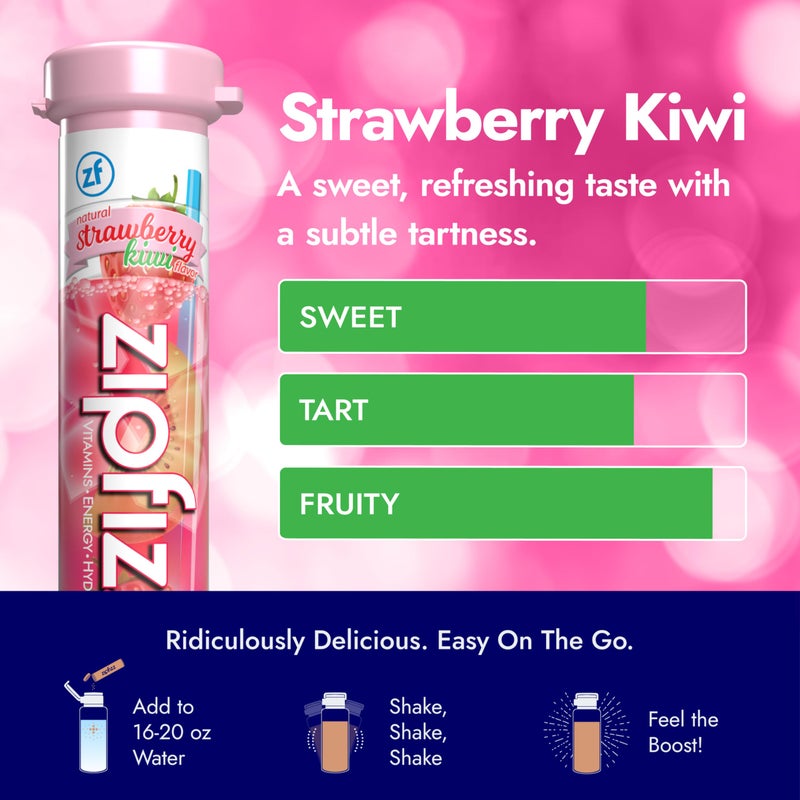 Zipfizz Daily Energy Drink Powder, Strawberry Kiwi, 20 Pack | 3-in-1 Sustained Energy, Rapid Hydration, and Essential Vitamins | Sugar-Free | Electrolyte Powder | Contains Vitamin B-12 & Antioxidants - Image 5