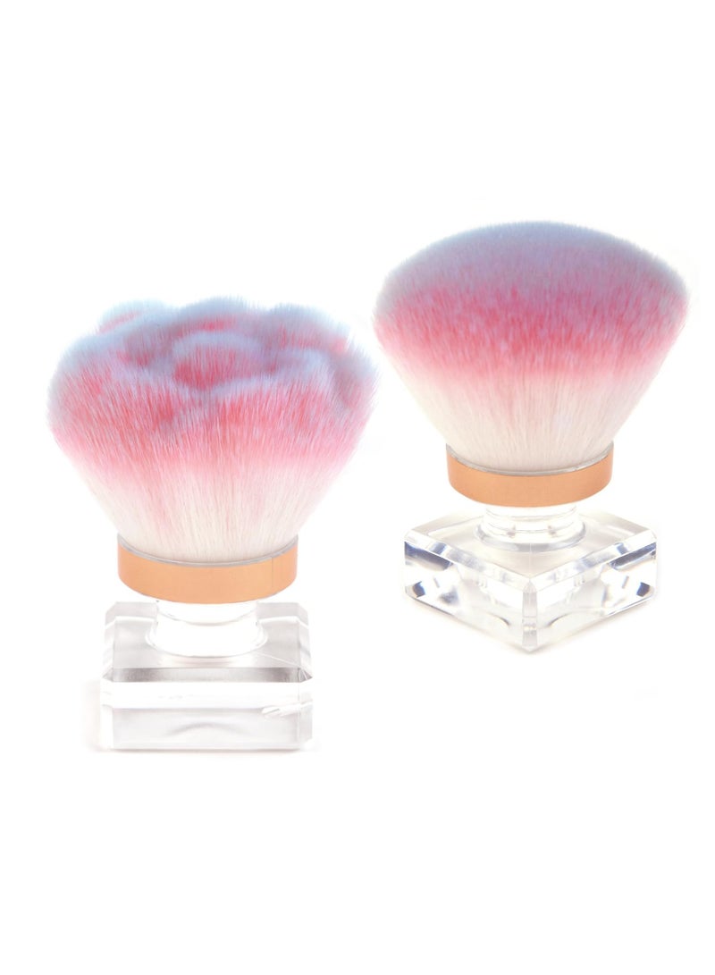 Excefore Nail Dust Brush Set, 2Pcs Crystal Base Nail Art Dust Powder Remover Brushes, Soft Cleaner Brush, Makeup Brushes Manicure Brush Clean Up Tools Nail Art Brush, for Makeup and French Gel Acrylic Nails - Image 1