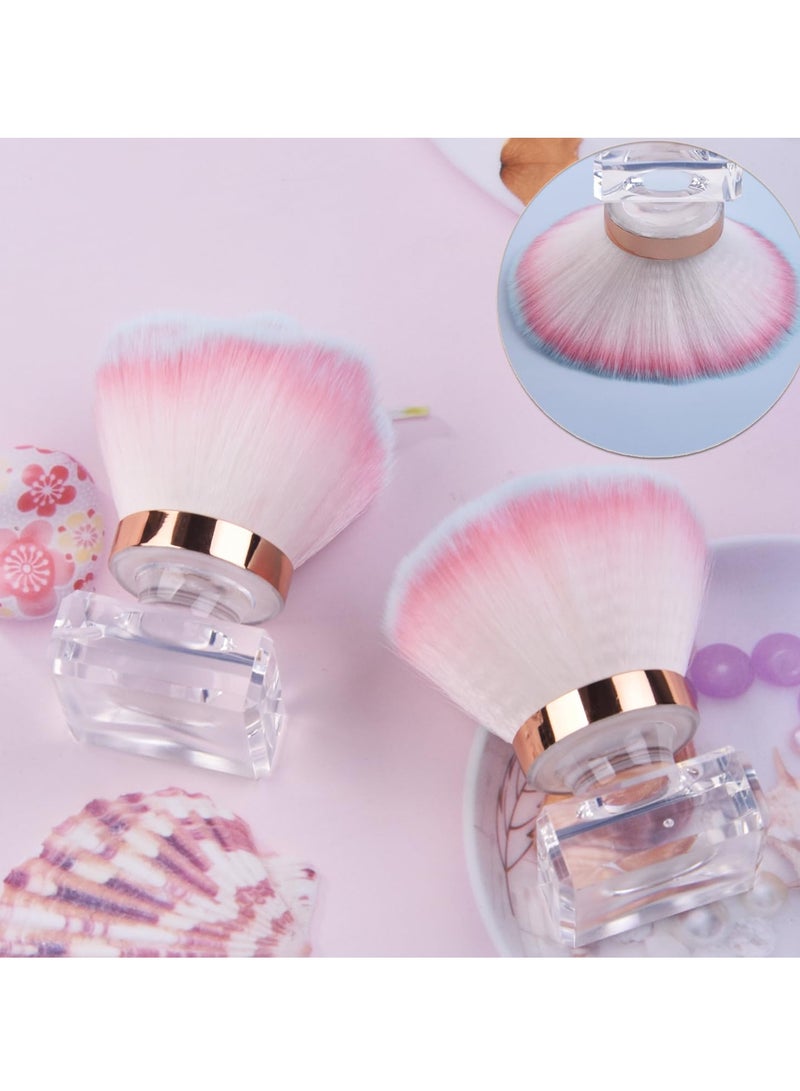 Excefore Nail Dust Brush Set, 2Pcs Crystal Base Nail Art Dust Powder Remover Brushes, Soft Cleaner Brush, Makeup Brushes Manicure Brush Clean Up Tools Nail Art Brush, for Makeup and French Gel Acrylic Nails - Image 4