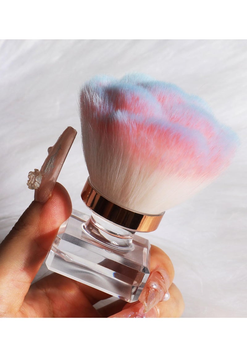 Excefore Nail Dust Brush Set, 2Pcs Crystal Base Nail Art Dust Powder Remover Brushes, Soft Cleaner Brush, Makeup Brushes Manicure Brush Clean Up Tools Nail Art Brush, for Makeup and French Gel Acrylic Nails - Image 2