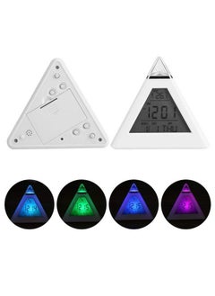 Pyramid Alarm Clock Led Color Changing Digital Lcd Alarm Clock Thermometer Night Light Desktop Table Clocks