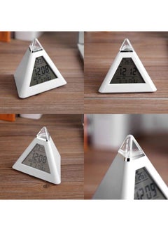 TOPINCN Pyramid Alarm Clock Led Color Changing Digital Lcd Alarm Clock Thermometer Night Light Desktop Table Clocks  - Image 5