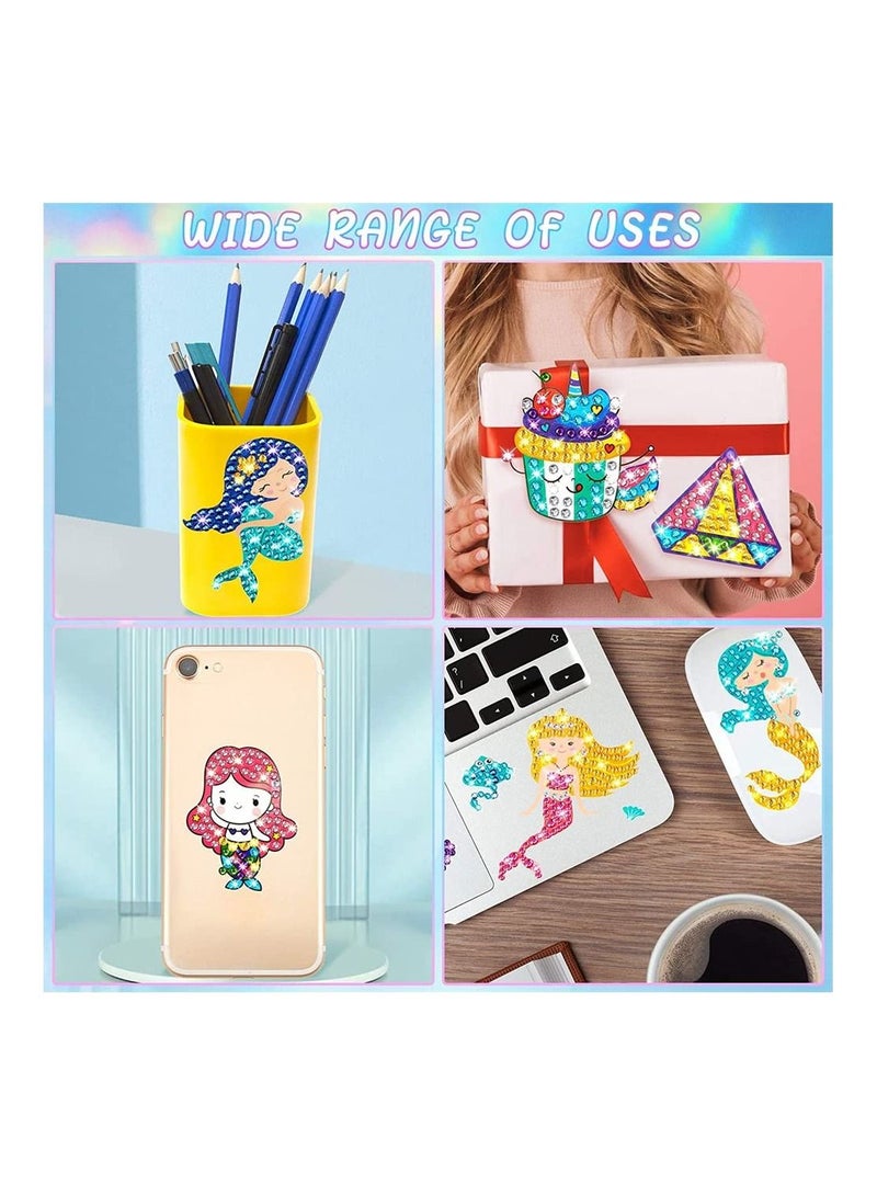 SYOSI Mermaid Diamond Painting Kit for Kids 26 Pieces Unicorn DIY Stickers with Tools to Create Your Own Magical Cute Art and Crafts for Girls Boys - Image 3