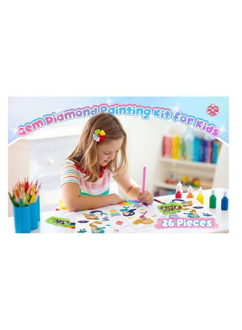 SYOSI Mermaid Diamond Painting Kit for Kids 26 Pieces Unicorn DIY Stickers with Tools to Create Your Own Magical Cute Art and Crafts for Girls Boys - Image 4