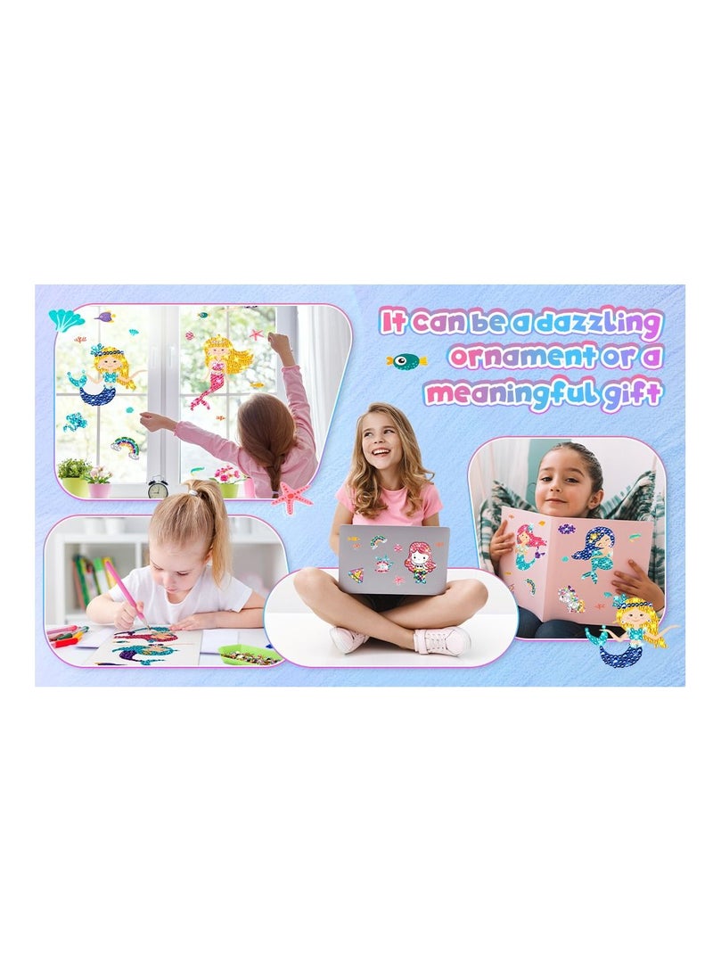 SYOSI Mermaid Diamond Painting Kit for Kids 26 Pieces Unicorn DIY Stickers with Tools to Create Your Own Magical Cute Art and Crafts for Girls Boys - Image 2