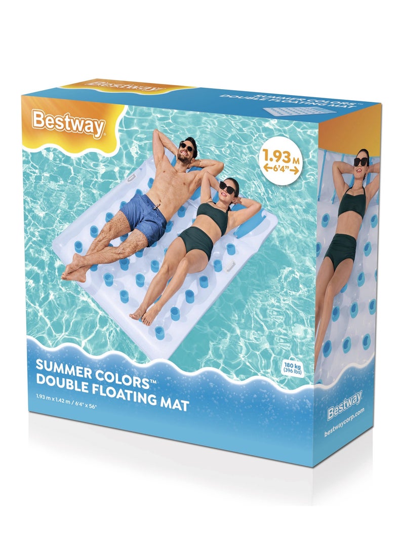 Bestway - Bestway Airmat Summer Colors Double Floating Mat 193x142cm | Inflatable Pool Float | Summer Water Toy | Pool & Beach Toy - Image 1
