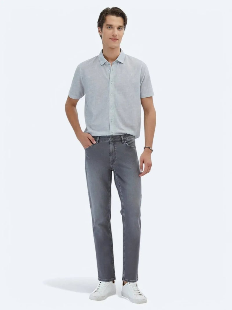 Kip Grey Patterned Regular Fit Knitting Casual Shirt - Image 2