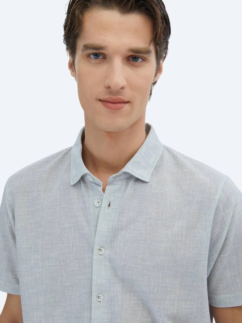 Kip Grey Patterned Regular Fit Knitting Casual Shirt - Image 3