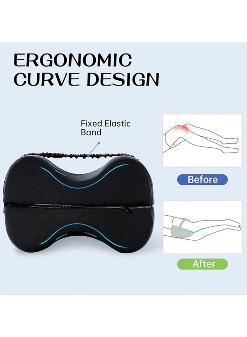 Memory Foam Leg Pillow Foldable 2 in 1 Design Knee Support Pillow for Side Sleepers Leg Cushion Pad with Straps and Removable Pillowcase for Relaxation for Sciatica, Back, Hips, Knees, Joints, Pregnancy (pink) - Image 3