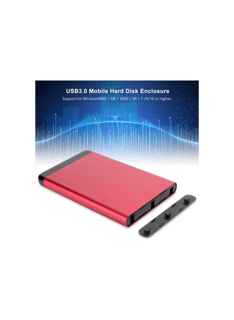 ماركة غير محددة - علبة قرص صلب محمولة، توصيل وتشغيل، علبة SSD محمولة بمنفذ USB3.0، محرك أقراص صلب خارجي بمنفذ USB C، علبة SSD من سبائك الألومنيوم مقاس 2.5 بوصة، علبة قرص صلب سعة 8 تيرابايت (أحمر) - Image 1