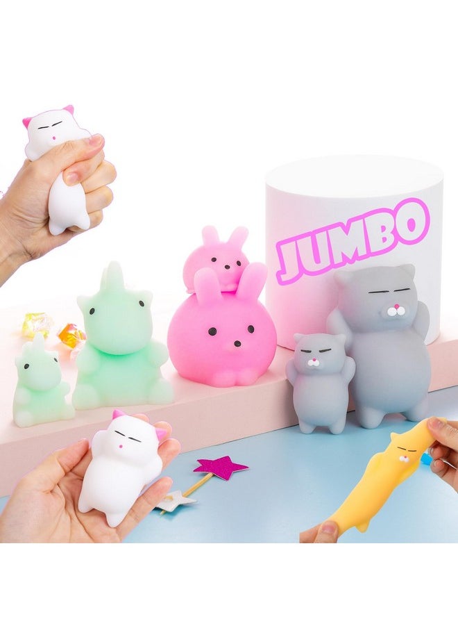JANESVISSY - Squishies Mochi Squishy Toy, 6Pcs Jumbo & Mini,Party Favors For Kids Stress Reliever Anxiety Toys,Mini Kawaii Fidget Toys,Pinata Stuffers Filler,Easter Basket Stuffers,Valentines, Sock Stuffers - Image 1