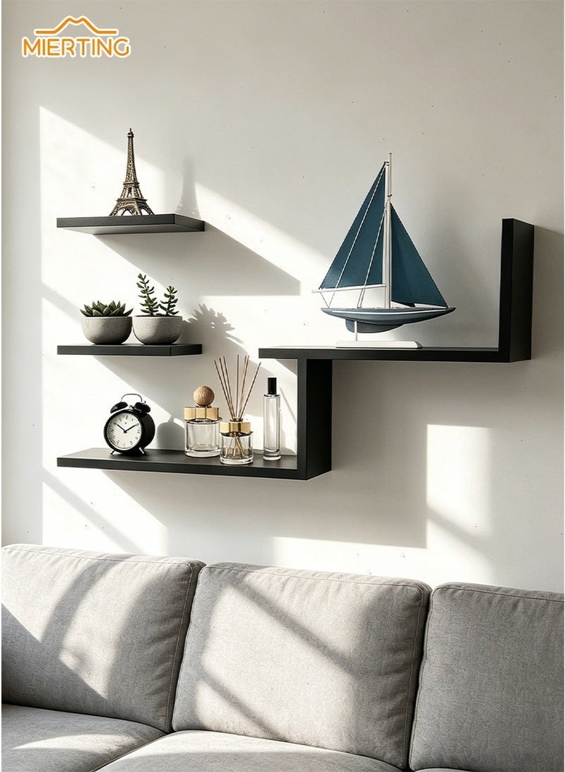 mierting Floating Shelves 6 PCS Set Wall Shelf Decorative Floating Wall Mounted Shelves Modern Faux Wood Storage with Matte Finish for Bedroom Living Room Garden DIY Shelves with Free Installation Tool - Image 1