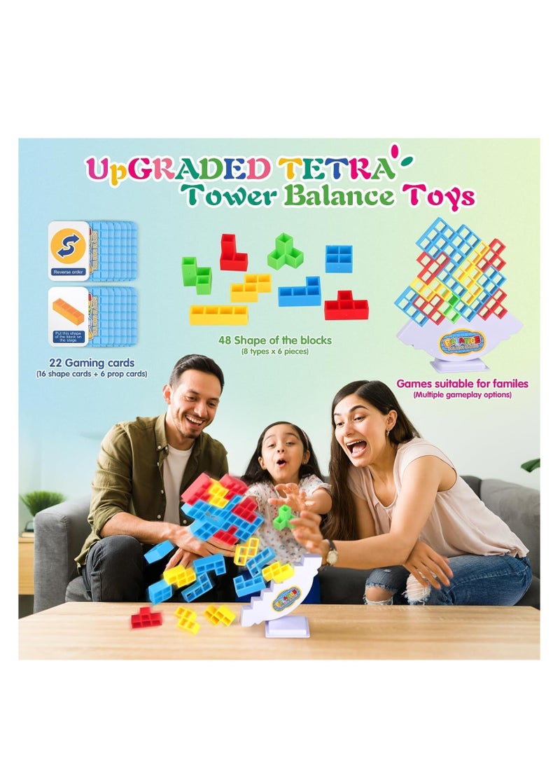 Premify 48pcs Tetra Tower Game, Balancing Stacking Toys, Board Games, Parent-Child Interactive Toy, Swing Stack Balance Toy for Kids, Balance Building Toy for Family, Parties, Travel  - Image 2
