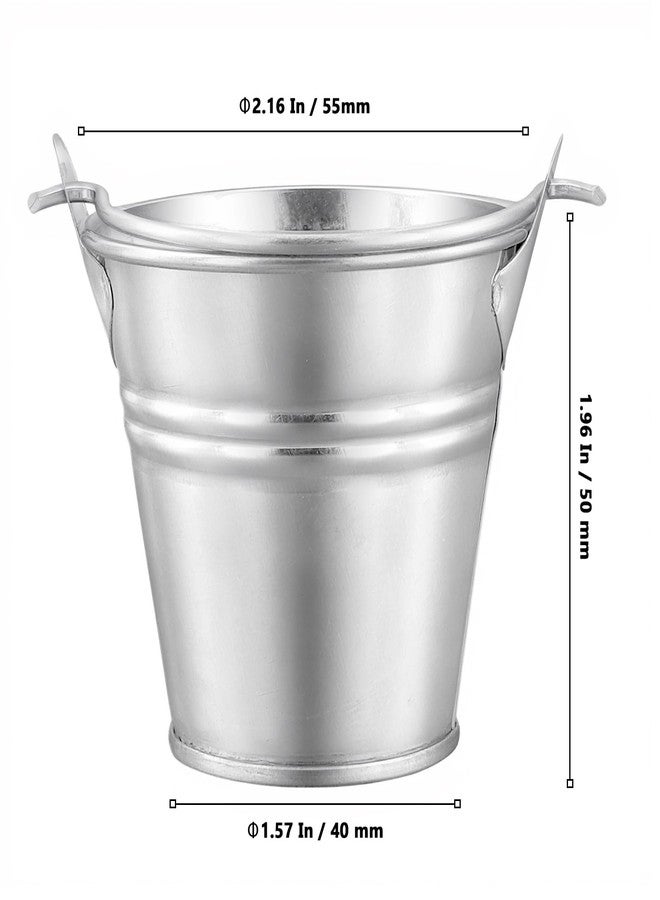 MUKLEI 40 Pack Mini Metal Buckets, 2 Inch Small Silver Galvanized Bucket with Handles, Mini Tin Buckets for Party Favors, Crafts, Wedding, Plant - Image 2