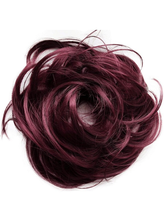 CAISHA Synthetic Fiber Hairpiece Scrunchie Scrunchy Updo Slightly Wavy Wine Red G27B - Image 1