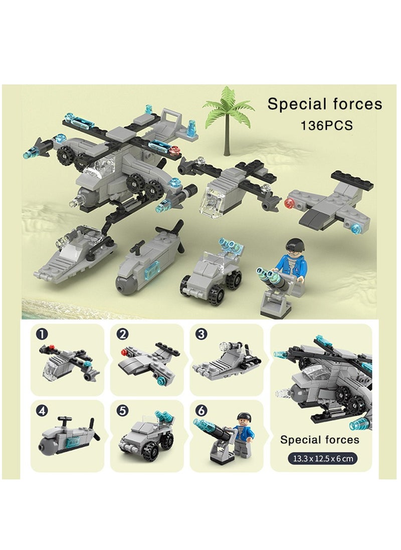 Y&D - 136-Piece Mini Special Forces 6-in-1 Building Block Toy - Image 1